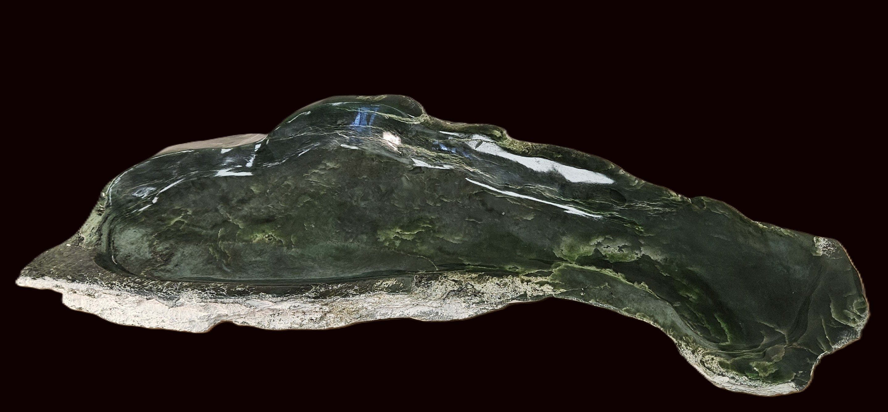 Jade dolphin bowl, alternate view