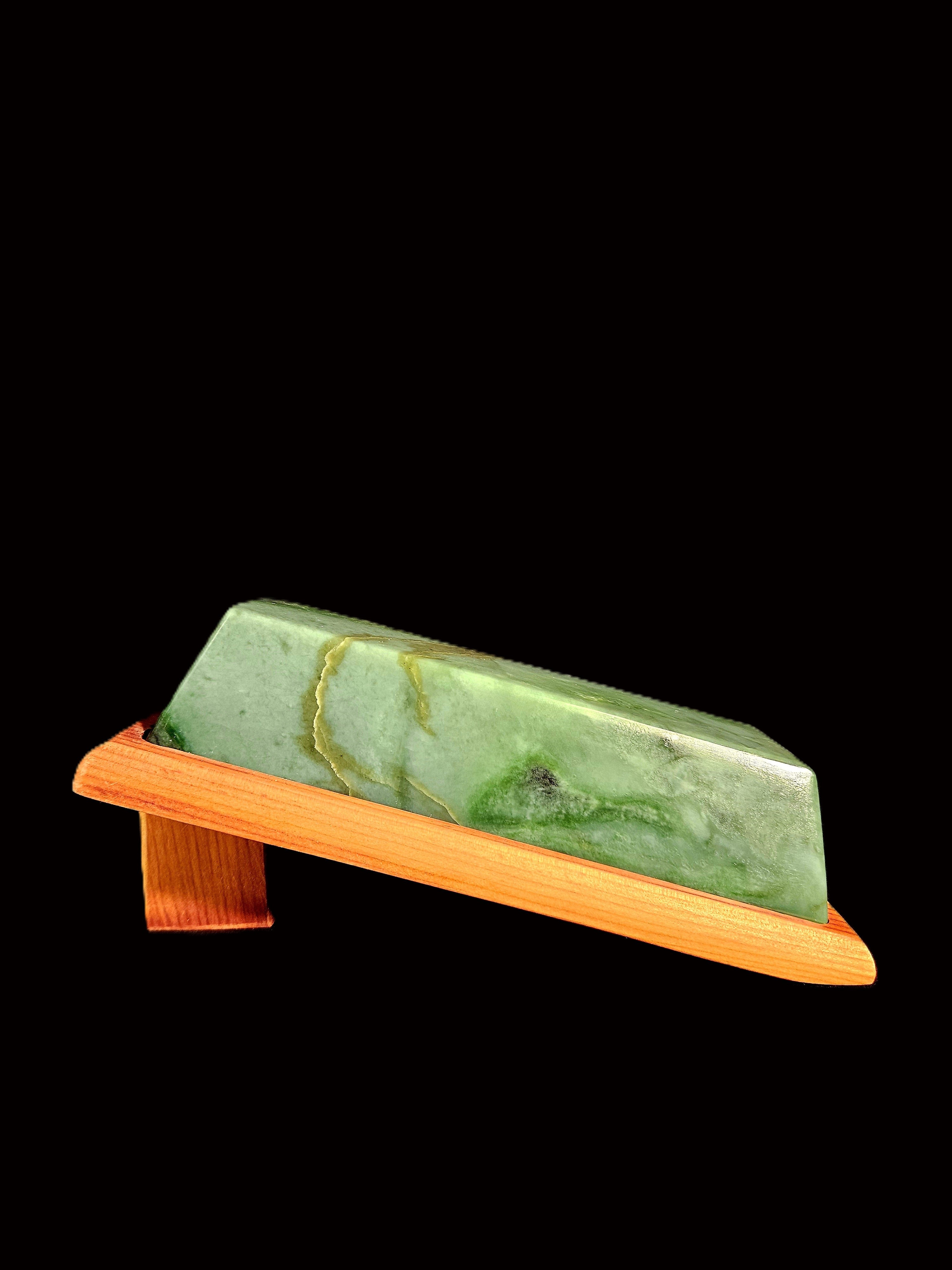 Rare Jade Ingot mounted on a rimu shoe (IN0001)