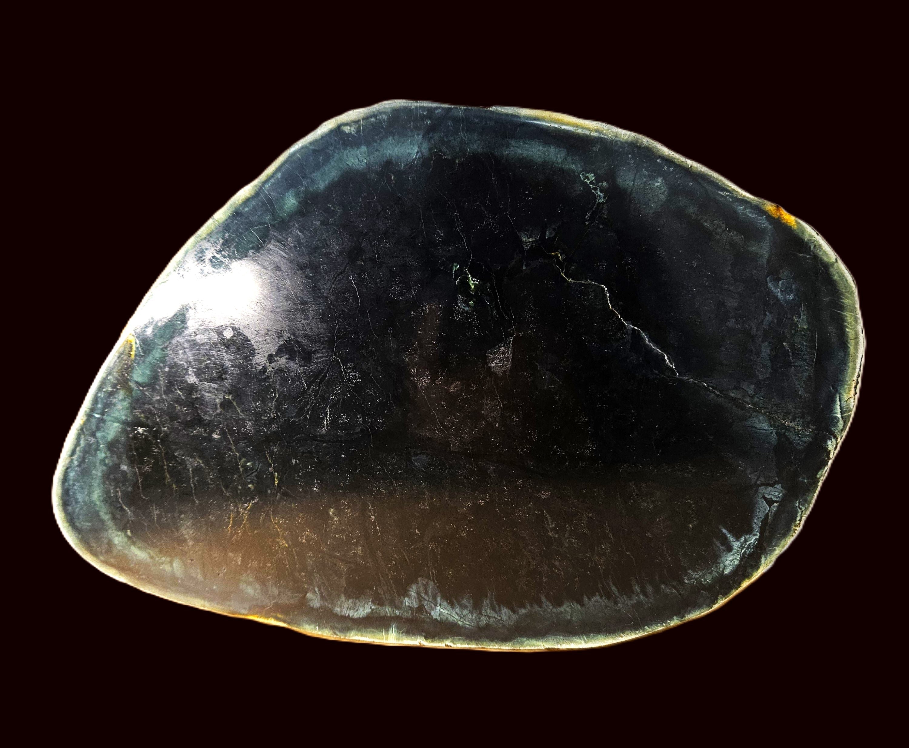 Polished kawakawa jade freeform slab