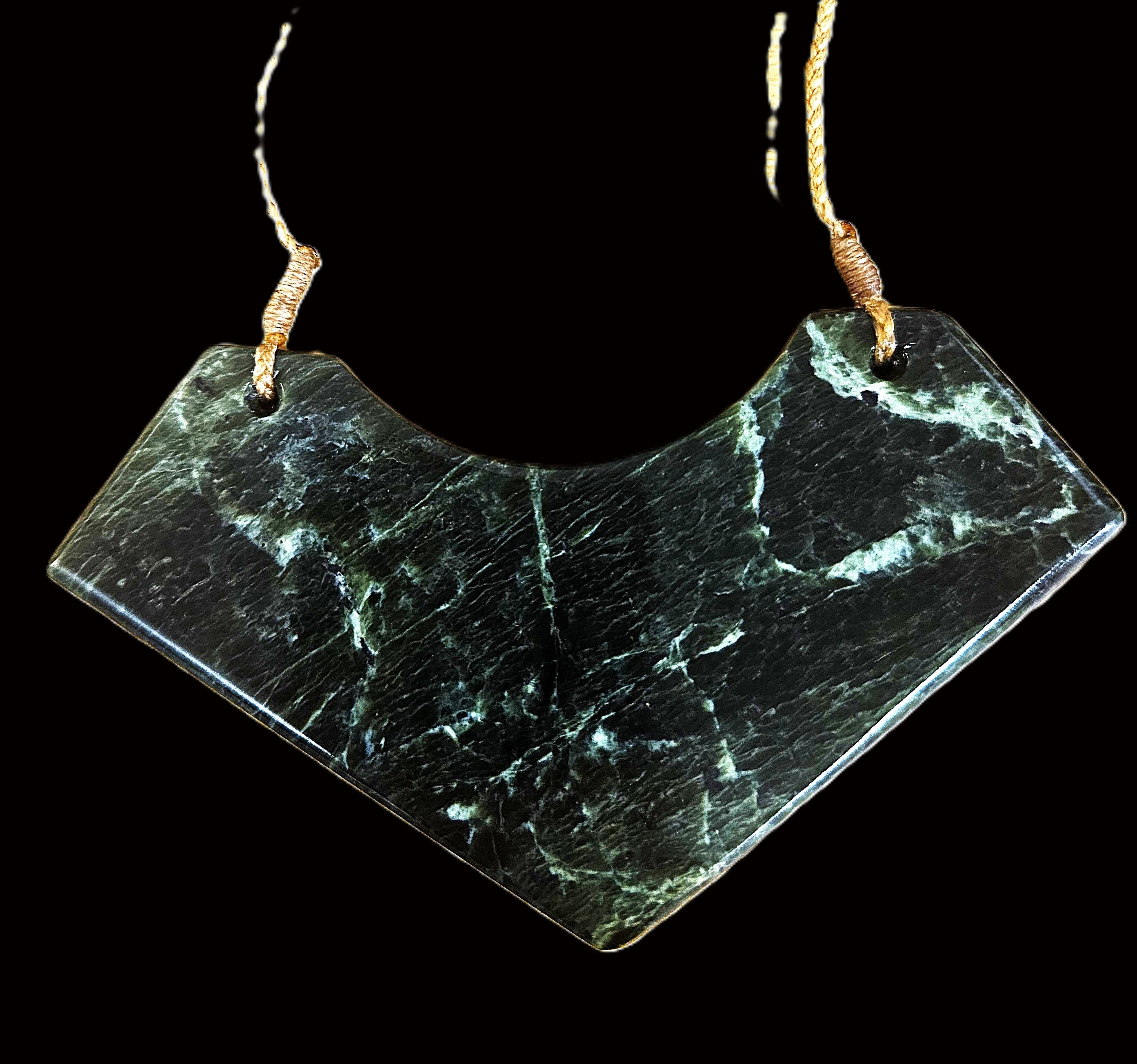 Jade throat colletin with adjustable cord